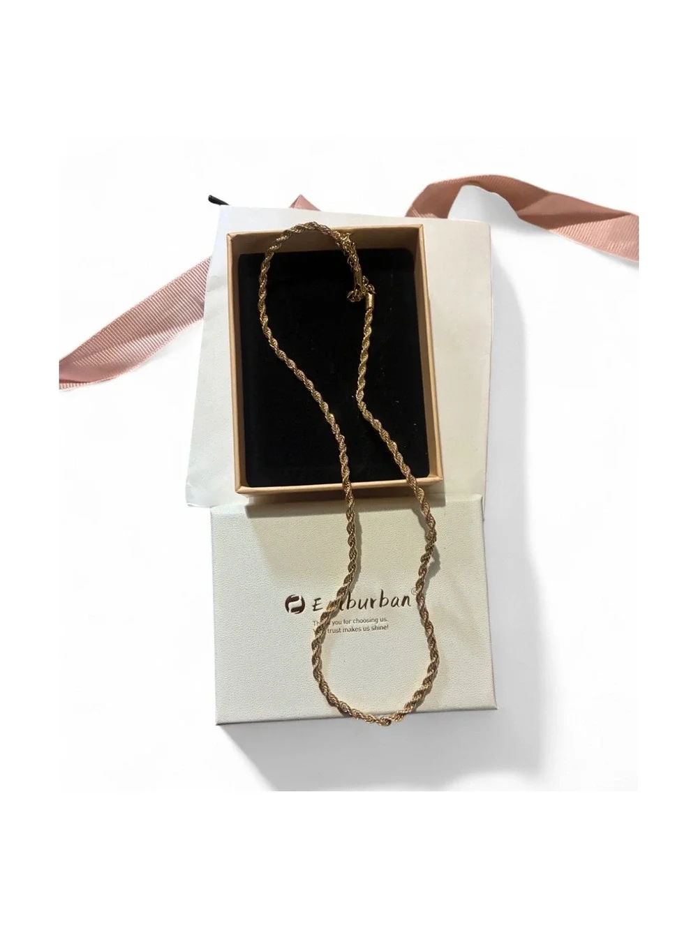 Emburban 3 Pack Gold Necklace Layering Set Flat Herringbone Rope Sunburst NWT